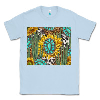 Dusty Blue western cactus with sunflowers and turquoise tumbler tbs Classic Tee - TumblerDesignByShophia