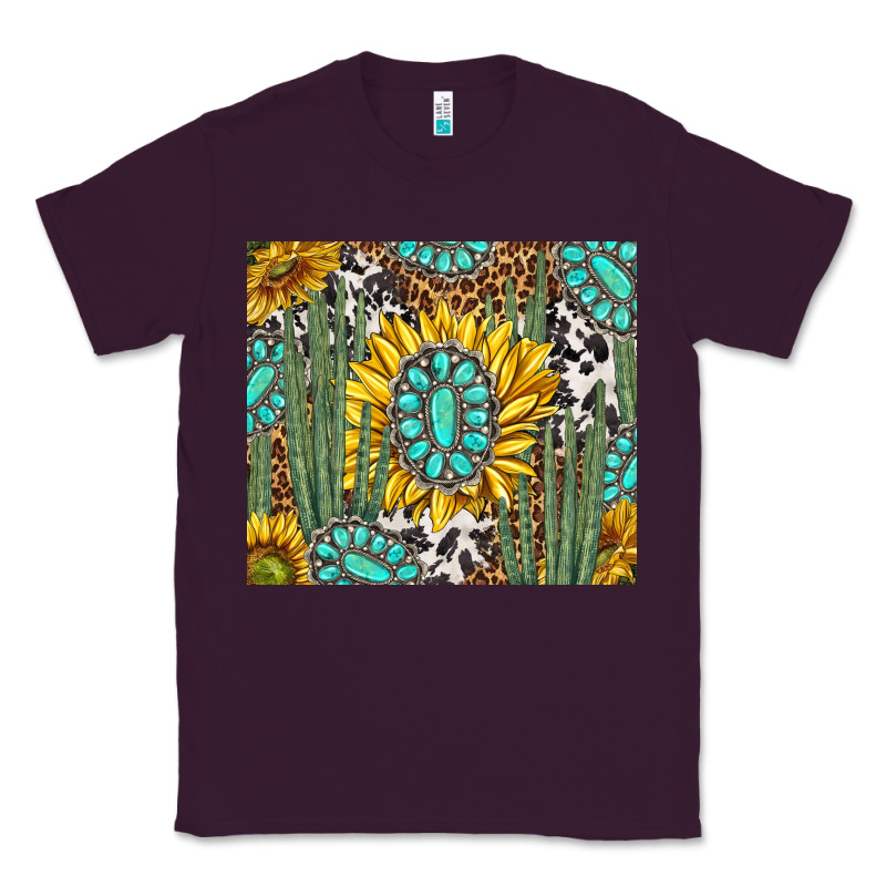 Western Cactus With Sunflowers And Turquoise Tumbler Tbs Classic Tee by TumblerDesignByShophia | Teevron
