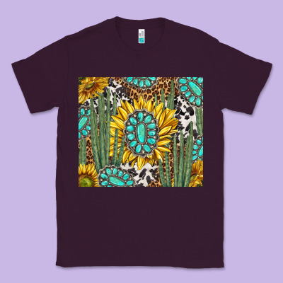 Western Cactus With Sunflowers And Turquoise Tumbler Tbs Classic Tee Designed By Tumblerdesignbyshophia