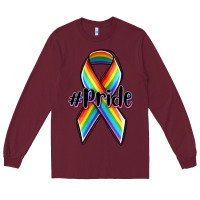 Burgundy pride lgbtq awareness ribbon Long Sleeve Tee - OliviaCreatesArt