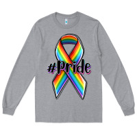 Heather Grey pride lgbtq awareness ribbon Long Sleeve Tee - OliviaCreatesArt