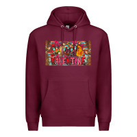 Burgundy Nach Valentine Premium Hoodie - CowhideDigitalArt