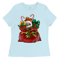 Baby Blue Chrismas Santa claus bag Ladies Tee - NancyCooperArtShop