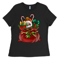 Black Chrismas Santa claus bag Ladies Tee - NancyCooperArtShop
