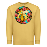 Antique Gold banana and strawberries with tiger pattern Premium Sweatshirt - BarkalooDesign