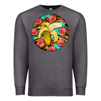Charcoal Heather banana and strawberries with tiger pattern Premium Sweatshirt - BarkalooDesign