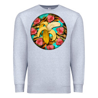 Heather Grey banana and strawberries with tiger pattern Premium Sweatshirt - BarkalooDesign