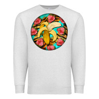 Oatmeal Heather banana and strawberries with tiger pattern Premium Sweatshirt - BarkalooDesign