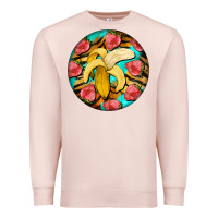 Pale Pink banana and strawberries with tiger pattern Premium Sweatshirt - BarkalooDesign