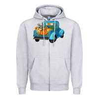 Heather Grey fall truck Zipper Hoodie - Artiststas