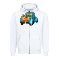 White fall truck Zipper Hoodie - Artiststas