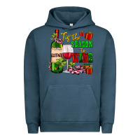 Pigment Midnight Navy tis the season to wine Urban Hoodie - AdoDesignShop