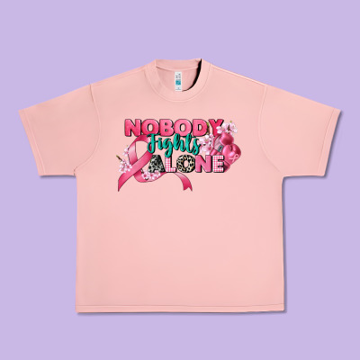 Nobody Fights Alone Cancer Awareness Urban Heavy Tee Designed By Cowgirlartshop