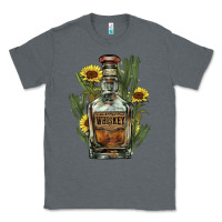 Charcoal Heather Western whiskey bottle Classic Tee - HowdyJamesFarm