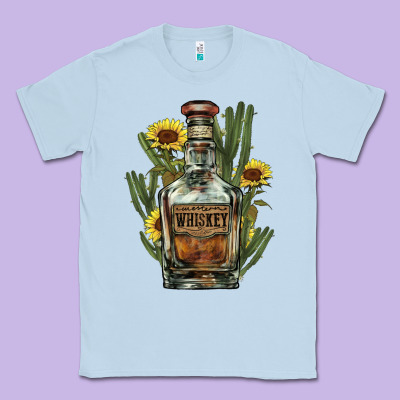 Western Whiskey Bottle Classic Tee Designed By Howdyjamesfarm