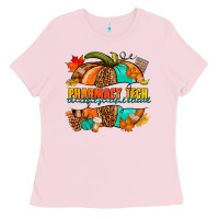 Bubblegum Pink pharmacy tech pumpkin Ladies Tee - NancyCooperArtShop