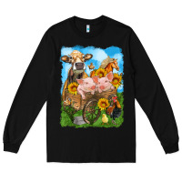 Black farm animals wagon olivia Long Sleeve Tee - OliviaCreatesArt