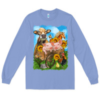 Colony Blue farm animals wagon olivia Long Sleeve Tee - OliviaCreatesArt
