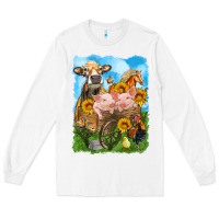 White farm animals wagon olivia Long Sleeve Tee - OliviaCreatesArt
