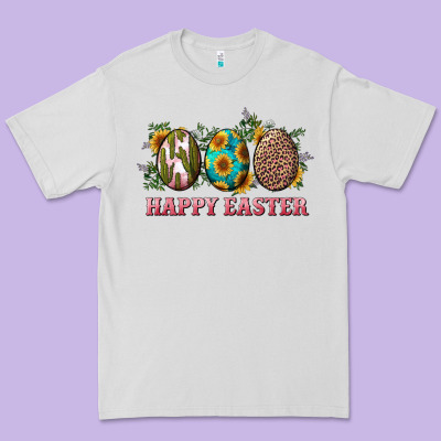 Happy Easter With Western Eggs And Sunflowers Premium Tee Designed By Ranaportraitstore