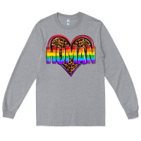 Heather Grey lgbt pride human Long Sleeve Tee - OliviaCreatesArt