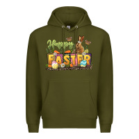 Army Green Happy Easter Premium Hoodie - LillyAllenDesigns