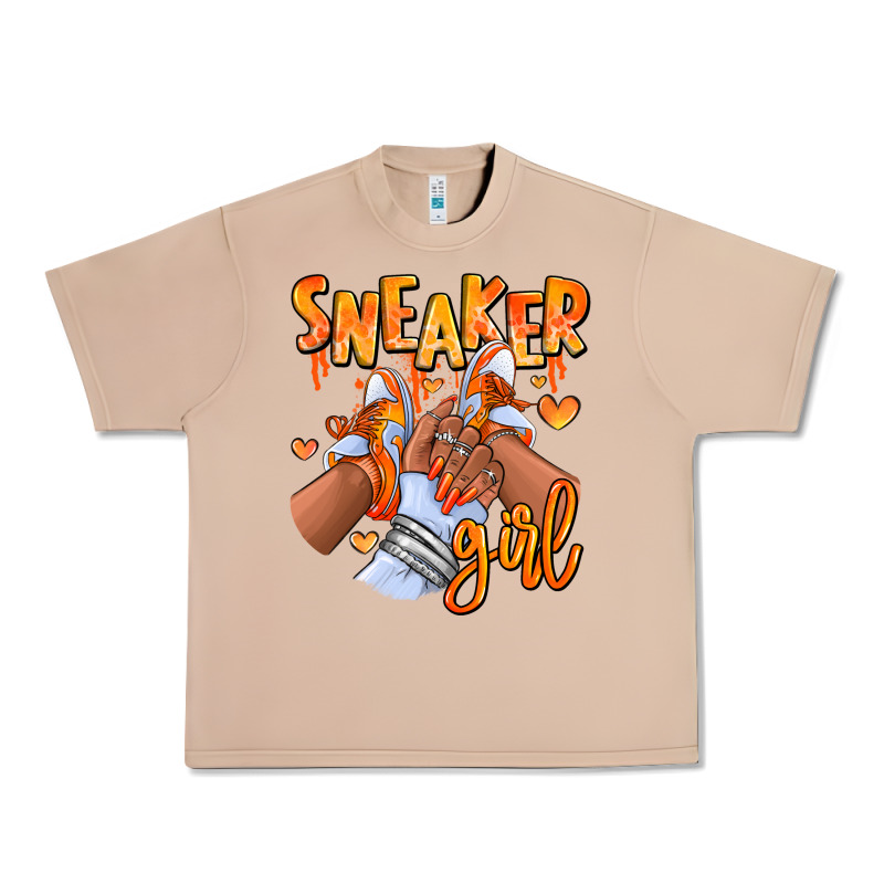 Orange Galaxy Sneaker Girl Afro Woman Urban Heavy Tee by RanaPortraitStore | Teevron