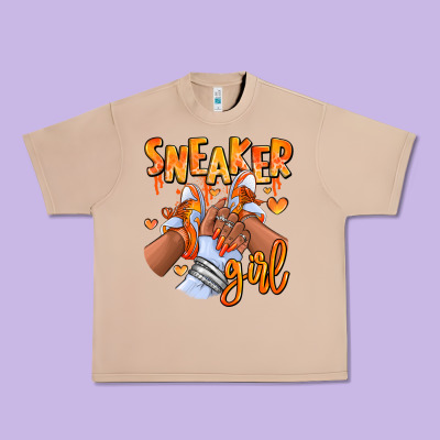 Orange Galaxy Sneaker Girl Afro Woman Urban Heavy Tee Designed By Ranaportraitstore