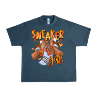 Midnight Navy orange galaxy sneaker girl afro woman Urban Heavy Tee - RanaPortraitStore