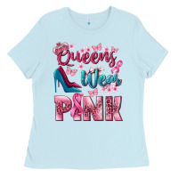 Baby Blue Queens wear pink Breast Cancer Ladies Tee - NancyCooperArtShop