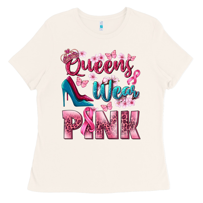 Queens Wear Pink Breast Cancer Ladies Tee by NancyCooperArtShop | Teevron