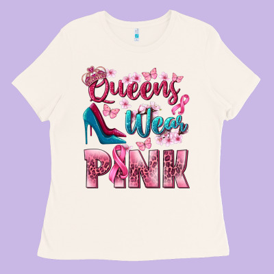 Queens Wear Pink Breast Cancer Ladies Tee Designed By Nancycooperartshop