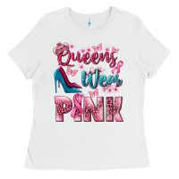White Queens wear pink Breast Cancer Ladies Tee - NancyCooperArtShop