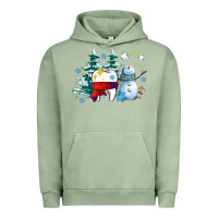Pigment Oil Green dental christmas teeth and winter with snowman Urban Hoodie - AdoDesignShop