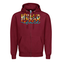 Burgundy hello fall Zipper Hoodie - Artiststas