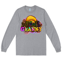 Heather Grey softball granny Long Sleeve Tee - OliviaCreatesArt