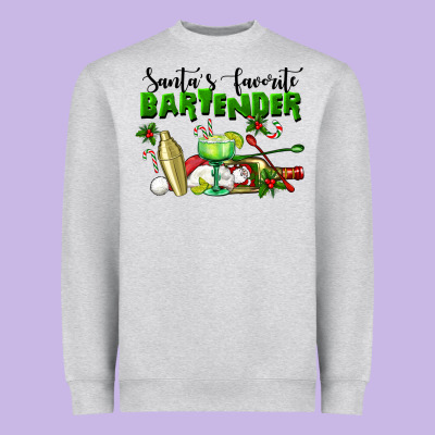 Santa's Favorite Bartender Heavyweight Sweatshirt Designed By Lillyallendesigns