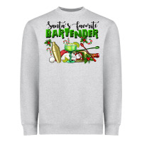 Heather Grey Santa's Favorite Bartender Heavyweight Sweatshirt - LillyAllenDesigns