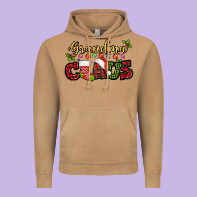 Grandma Claus With Christmas Gift Sock Mother's Vintage Hoodie Designed By Howdyjamesfarm