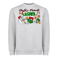 Heather Grey Santa's Favorite Cashier Heavyweight Sweatshirt - LillyAllenDesigns