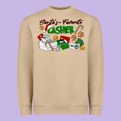 Santa's Favorite Cashier Heavyweight Sweatshirt Designed By Lillyallendesigns