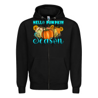 Black hello pumpkin season Zipper Hoodie - Artiststas