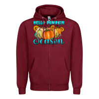 Burgundy hello pumpkin season Zipper Hoodie - Artiststas