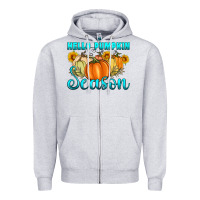 Heather Grey hello pumpkin season Zipper Hoodie - Artiststas