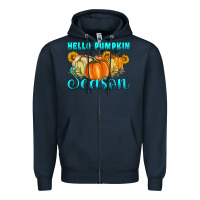 Navy hello pumpkin season Zipper Hoodie - Artiststas