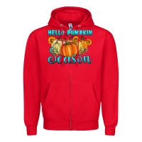 Red hello pumpkin season Zipper Hoodie - Artiststas