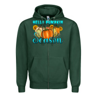 Sports Green hello pumpkin season Zipper Hoodie - Artiststas
