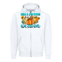 White hello pumpkin season Zipper Hoodie - Artiststas
