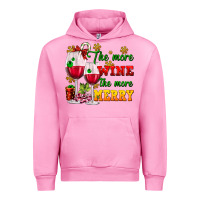 Fuchsia Pink The more wine the more merry Urban Hoodie - AdoDesignShop