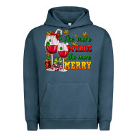 Pigment Midnight Navy The more wine the more merry Urban Hoodie - AdoDesignShop